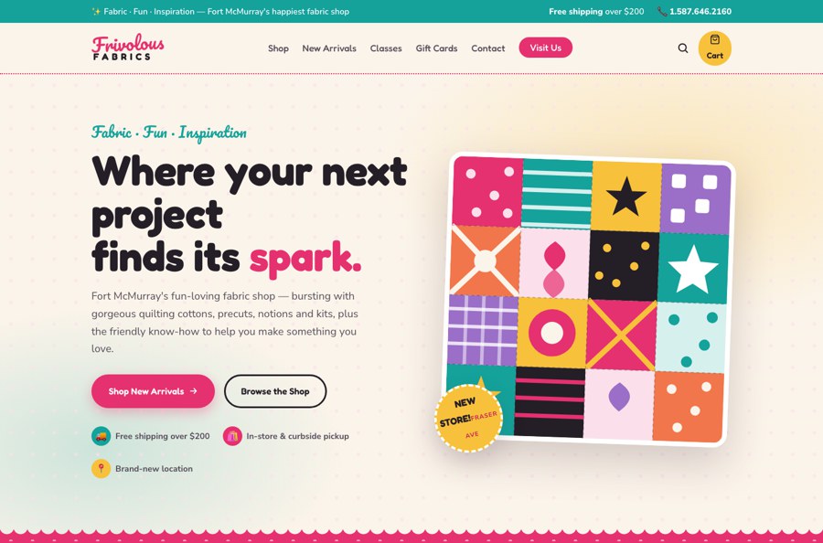 Frivolous Fabrics website